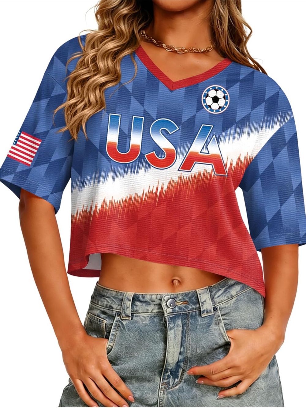 USA Women's Y2K Soccer Cup 2026 Cropped V-Neck Jerseys
